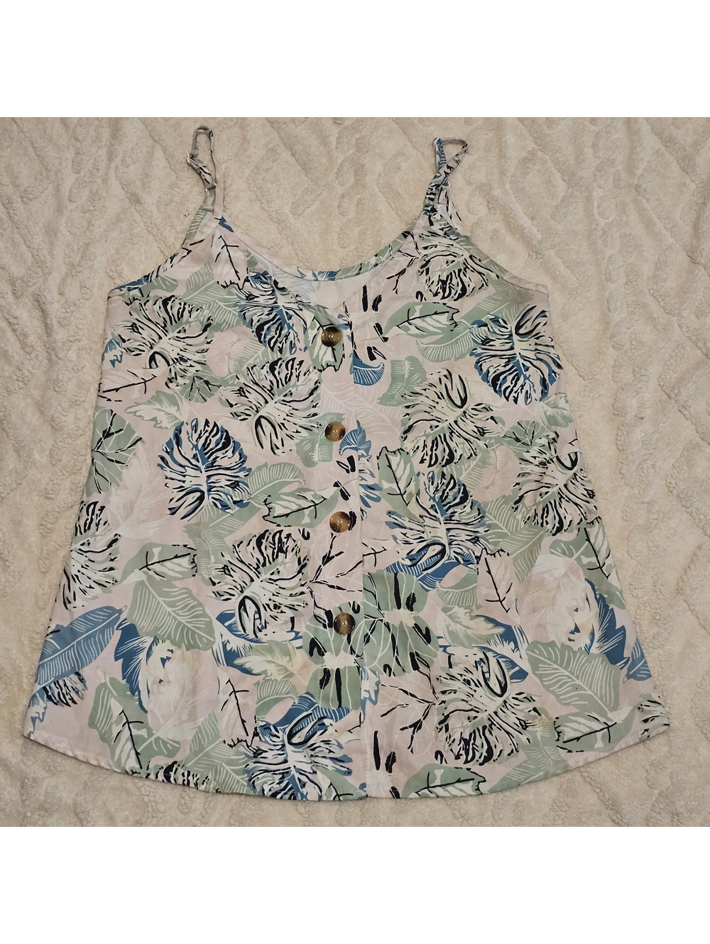 Summer Cami Palm Leaf Print Top S